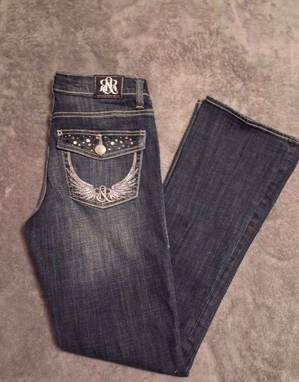 Rock & Republic Jeans /Womens/Bootcut Dark Blue with Embroidered Pocket 10m